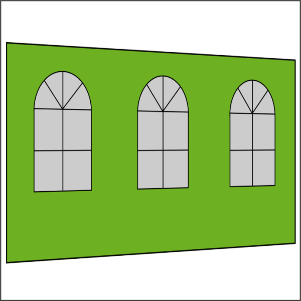 400 cm Seitenwand mit 3 Sprossenfenster apfelgrün PMS 362 C