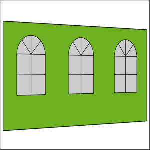 400 cm Seitenwand mit 3 Sprossenfenster apfelgrün...