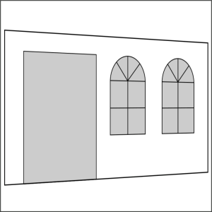 400 cm Seitenwand mit Türe (links) + Sprossenfenster...