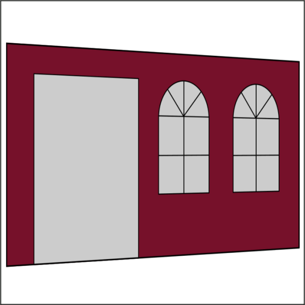 400 cm Seitenwand mit Türe (links) + Sprossenfenster bordeaux PMS 1955 C
