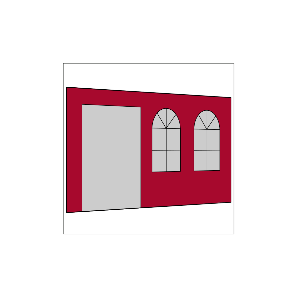 400 cm Seitenwand mit Türe (links) + Sprossenfenster...