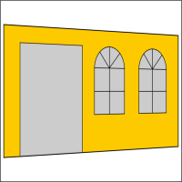 400 cm Seitenwand mit Türe (links) + Sprossenfenster gelb PMS 116 C