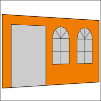 400 cm Seitenwand mit Türe (links) + Sprossenfenster orange PMS 716 C