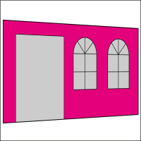 400 cm Seitenwand mit Türe (links) + Sprossenfenster pink PMS 7424 C