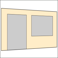 400 cm Seitenwand mit Türe (links) + Großfenster sand PMS 7501 C