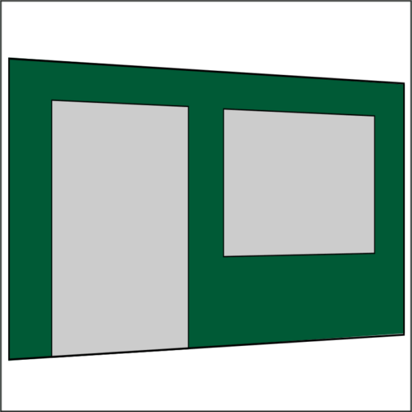 400 cm Seitenwand mit Türe (links) + Großfenster grün PMS 7728 C