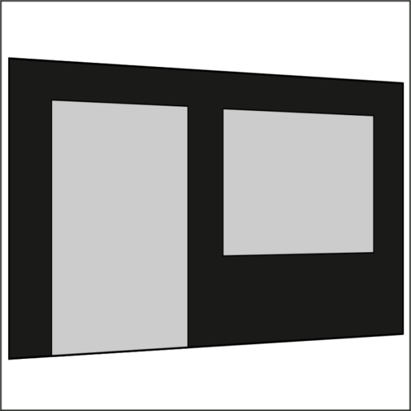 400 cm Seitenwand mit Türe (links) + Großfenster schwarz