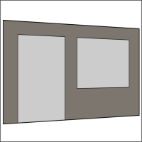400 cm Seitenwand mit Türe (links) + Großfenster dunkelgrau PMS 9 C
