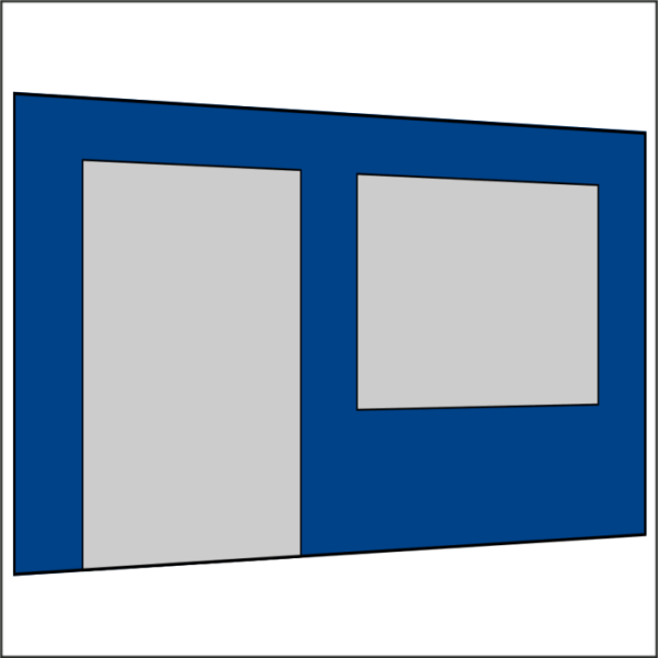 400 cm Seitenwand mit Türe (links) + Großfenster königsblau PMS 7685 C