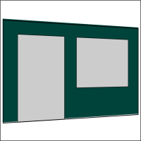 400 cm Seitenwand mit Türe (links) + Großfenster dunkelgrün PMS 3305 C