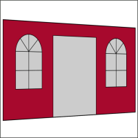 400 cm Seitenwand mit Türe (mittig) + Sprossenfenster rot PMS 207 C