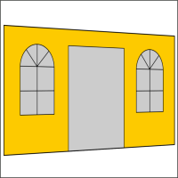 400 cm Seitenwand mit Türe (mittig) + Sprossenfenster gelb PMS 116 C