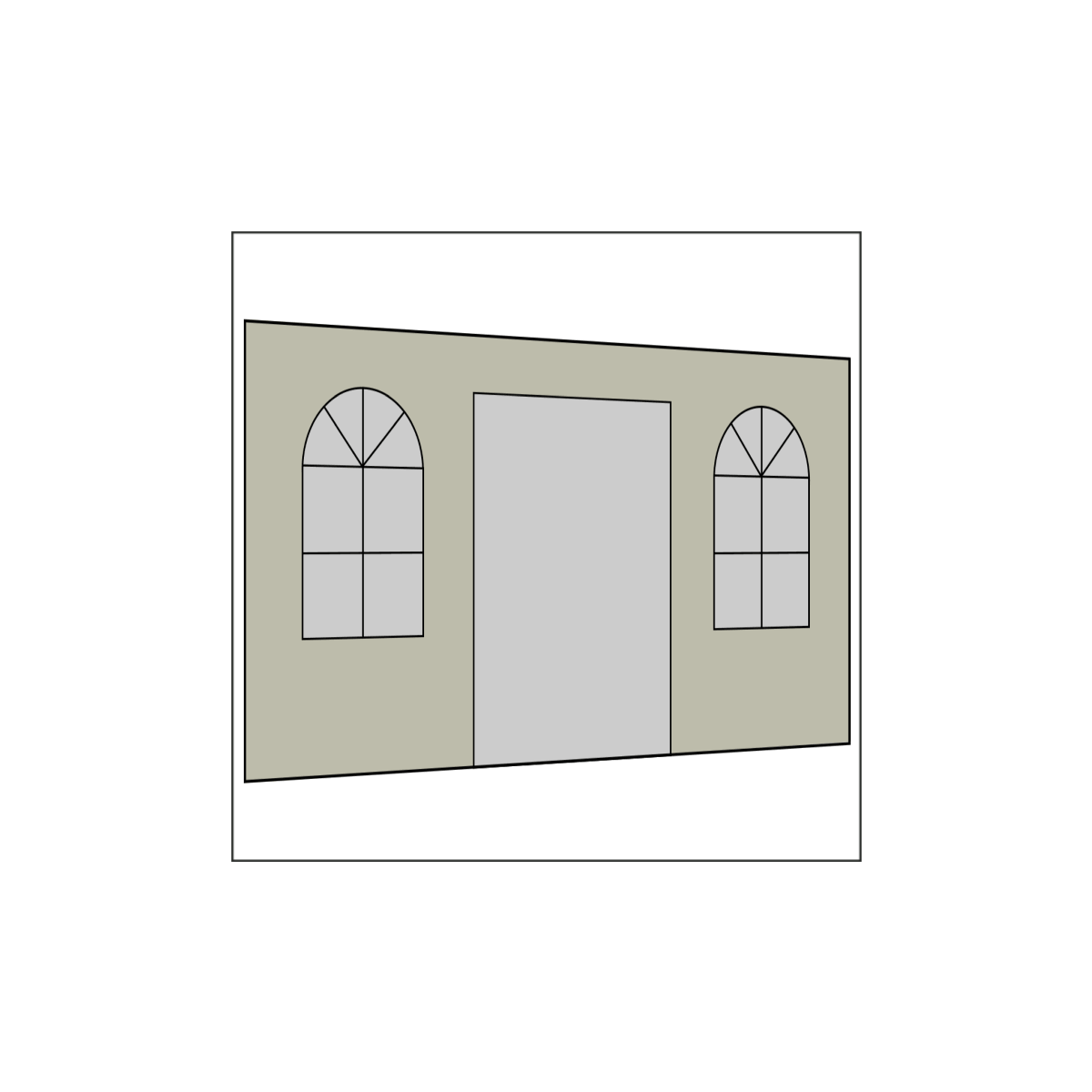 400 cm Seitenwand mit Türe (mittig) +...