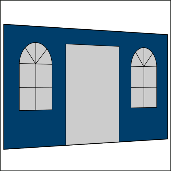400 cm Seitenwand mit Türe (mittig) + Sprossenfenster  marineblau PMS 540 C