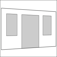 400 cm Seitenwand mit Türe (mittig) + Großfenster weiß