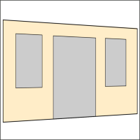 400 cm Seitenwand mit Türe (mittig) + Großfenster sand PMS 7501 C