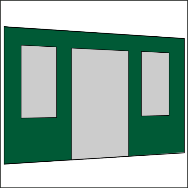 400 cm Seitenwand mit Türe (mittig) + Großfenster grün PMS 7728 C