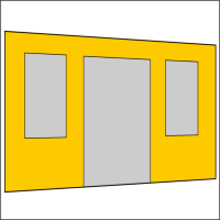 400 cm Seitenwand mit Türe (mittig) + Großfenster gelb PMS 116 C
