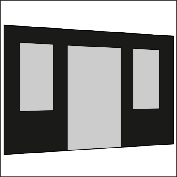 400 cm Seitenwand mit Türe (mittig) + Großfenster schwarz