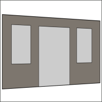 400 cm Seitenwand mit Türe (mittig) + Großfenster dunkelgrau PMS 9 C