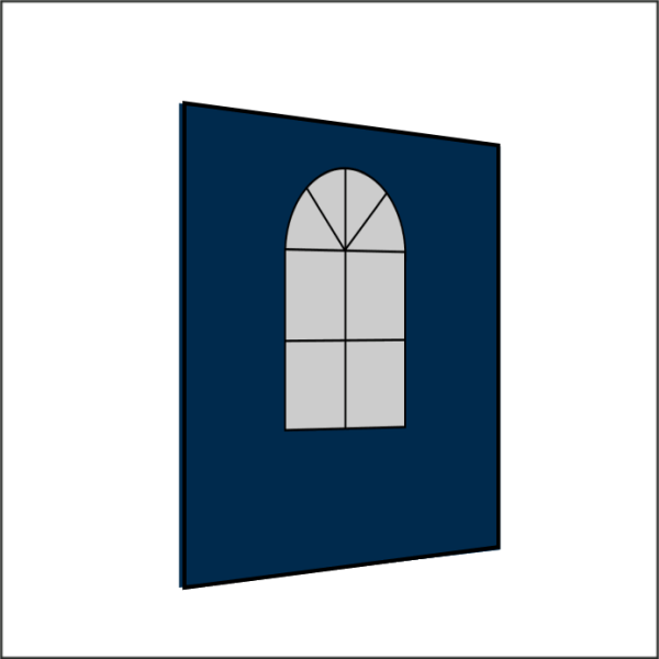 200 cm Seitenwand mit 1 Sprossenfenster dunkelblau PMS 295 C