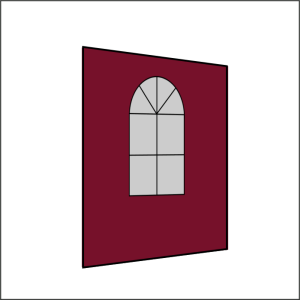 200 cm Seitenwand mit 1 Sprossenfenster bordeaux PMS 1955 C
