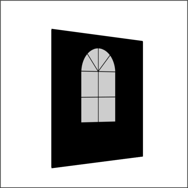 200 cm Seitenwand mit 1 Sprossenfenster schwarz