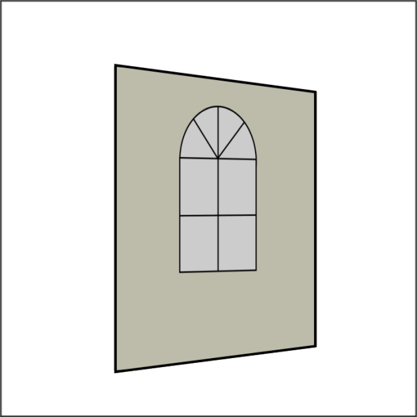 200 cm Seitenwand mit 1 Sprossenfenster hellgrau PMS 3 C
