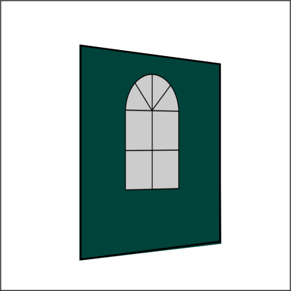 200 cm Seitenwand mit 1 Sprossenfenster dunkelgrün PMS 3305 C