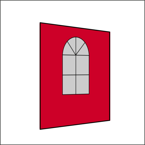 200 cm Seitenwand mit 1 Sprossenfenster s-rot PMS 186 C