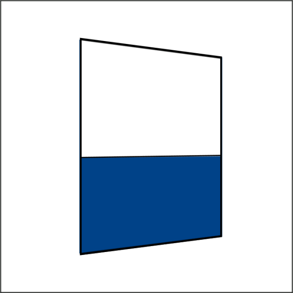 200 cm Seitenwand halb hoch 95 cm incl. Stange königsblau PMS 7685 C