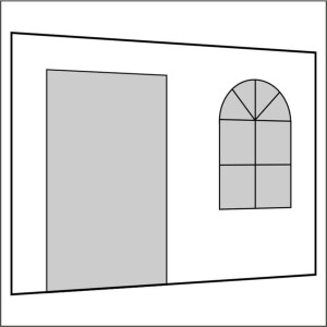 300 cm Seitenwand mit Sprossenfenster und Tür (links)