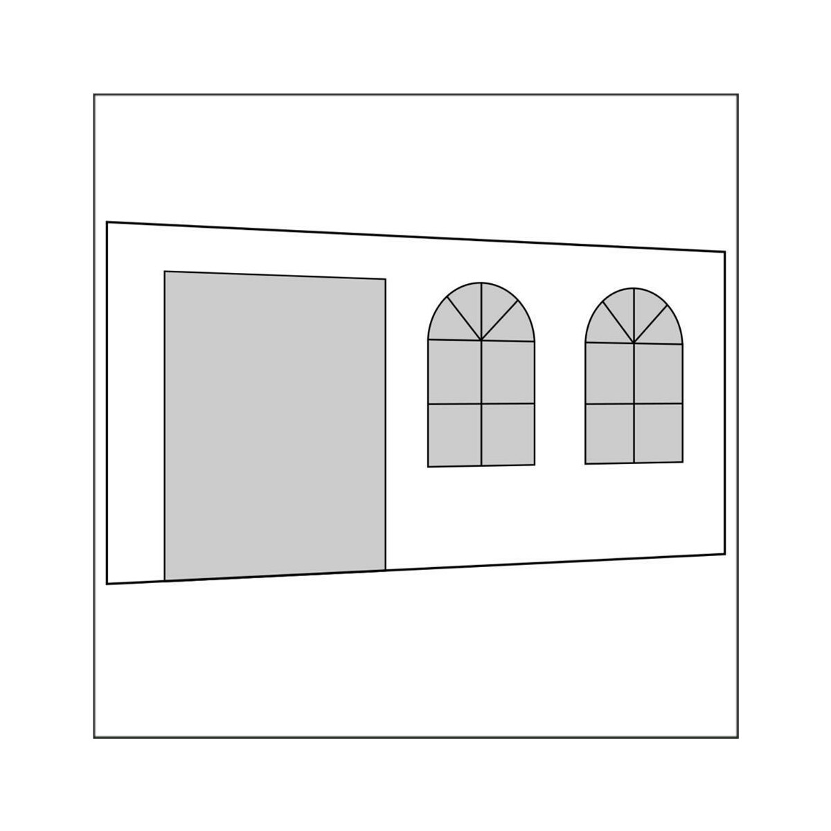 450 cm Seitenwand mit Türe (links) + Sprossenfenster