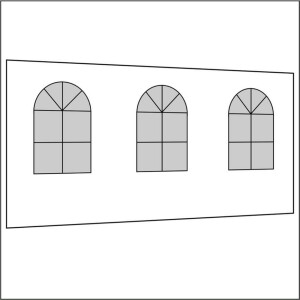 450 cm Seitenwand mit 3 Sprossenfenster weiß