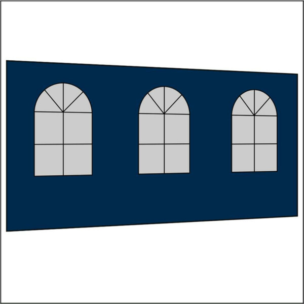 450 cm Seitenwand mit 3 Sprossenfenster dunkelblau PMS 295 C