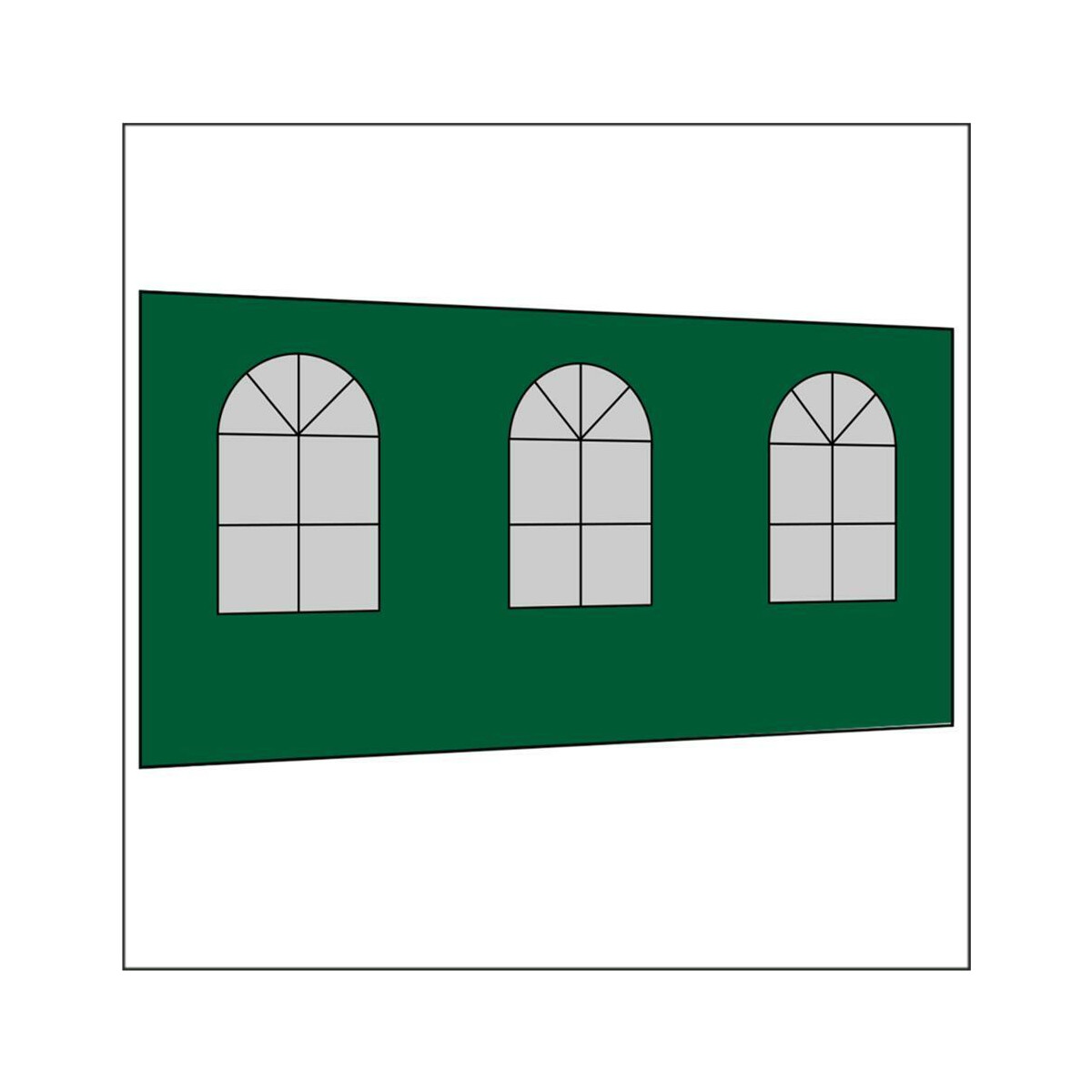 450 cm Seitenwand mit 3 Sprossenfenster grün PMS 7728 C