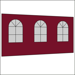 450 cm Seitenwand mit 3 Sprossenfenster bordeaux PMS 1955 C