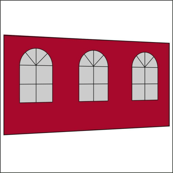 450 cm Seitenwand mit 3 Sprossenfenster rot PMS 207 C