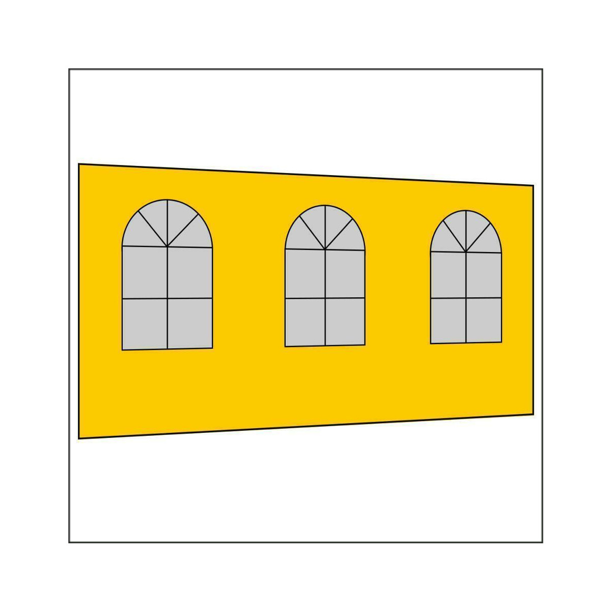 450 cm Seitenwand mit 3 Sprossenfenster gelb PMS 116 C