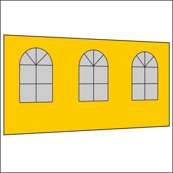 450 cm Seitenwand mit 3 Sprossenfenster gelb PMS 116 C