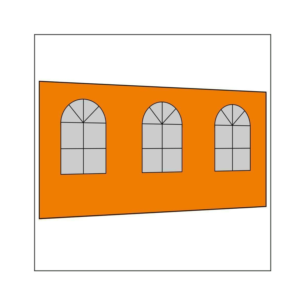 450 cm Seitenwand mit 3 Sprossenfenster orange PMS 716 C