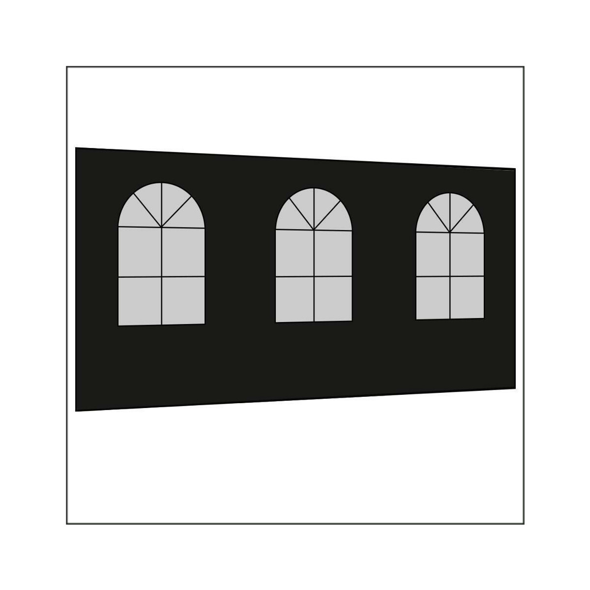450 cm Seitenwand mit 3 Sprossenfenster schwarz