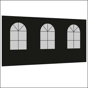 450 cm Seitenwand mit 3 Sprossenfenster schwarz