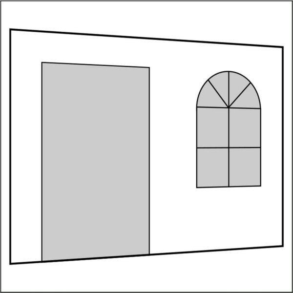 300 cm Seitenwand mit Sprossenfenster und Tür (links) weiß