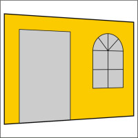 300 cm Seitenwand mit Sprossenfenster und Tür (links) gelb PMS 116 C
