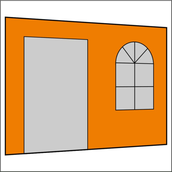 300 cm Seitenwand mit Sprossenfenster und Tür (links) orange PMS 716 C