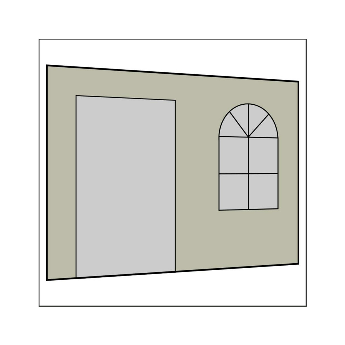 300 cm Seitenwand mit Sprossenfenster und Tür...