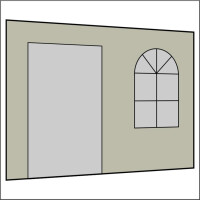 300 cm Seitenwand mit Sprossenfenster und Tür...