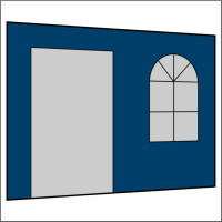 300 cm Seitenwand mit Sprossenfenster und Tür (links) marineblau PMS 540 C