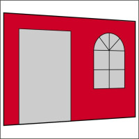 300 cm Seitenwand mit Sprossenfenster und Tür (links) s-rot PMS 186 C